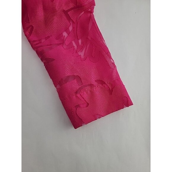 Chico’s Size 1 (M/8) Pink Button Front Sheer Blouse LS Floral Burnout Shirt - Picture 11 of 11